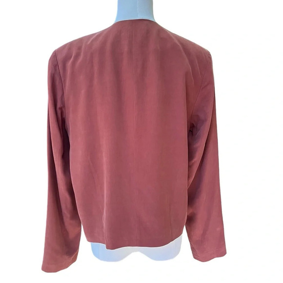 Eileen Fisher 100% Silk Terracotta Open Front Collarless Jacket Size Small - Picture 6 of 10